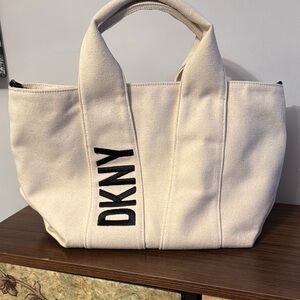DKNY Ivory Tote with Black Logo